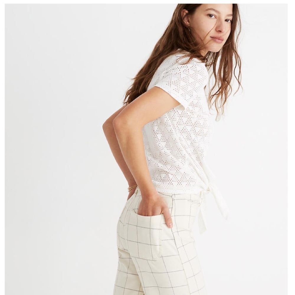 ✨SOLD✨ Madewell Modern Tie-Front Tee in Geo Eyelet - Picture 6 of 6